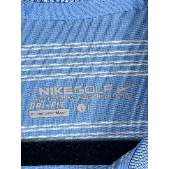 Nike Gold Dri Fit Men's Golf Polo Shirt Blue Stripe Size L - Picture 3 of 10